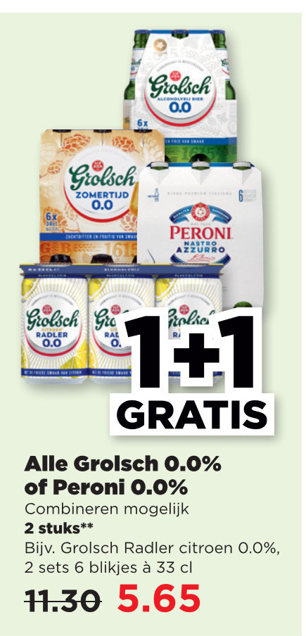 Peroni   alcoholvrij bier folder aanbieding bij  Plus - details