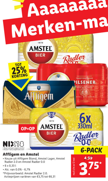 Amstel   blikje bier, radler bier folder aanbieding bij  Lidl - details