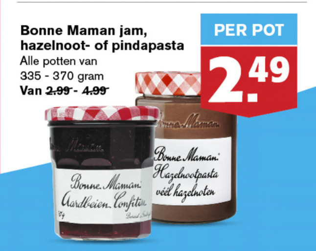 Bonne Maman   jam, hazelnootpasta folder aanbieding bij  Hoogvliet - details