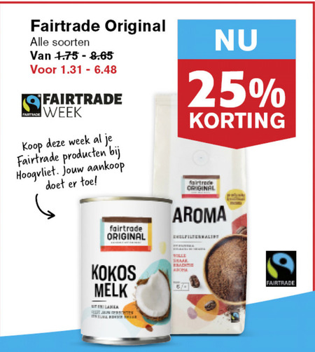 Fair Trade Original   kokosmelk, koffie folder aanbieding bij  Hoogvliet - details