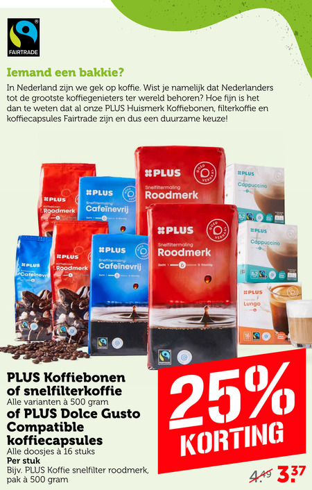 Plus Huismerk   koffiebonen, dolce gusto capsules folder aanbieding bij  Coop - details