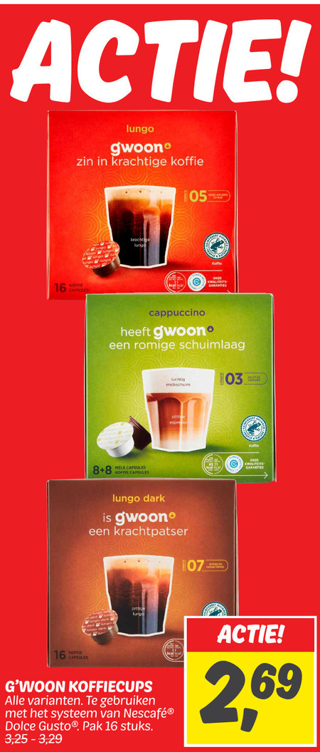 Gwoon   dolce gusto capsules folder aanbieding bij  Dekamarkt - details