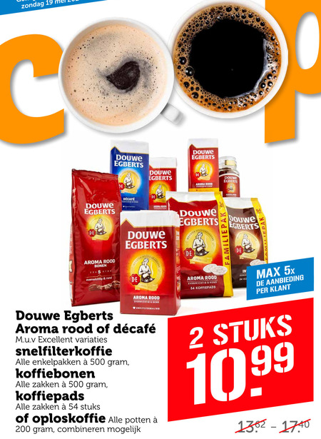 Douwe Egberts   koffie, koffiebonen folder aanbieding bij  Coop - details