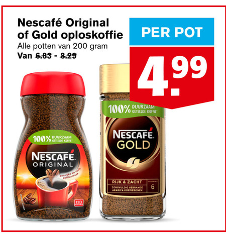 Nescafe   oploskoffie folder aanbieding bij  Hoogvliet - details