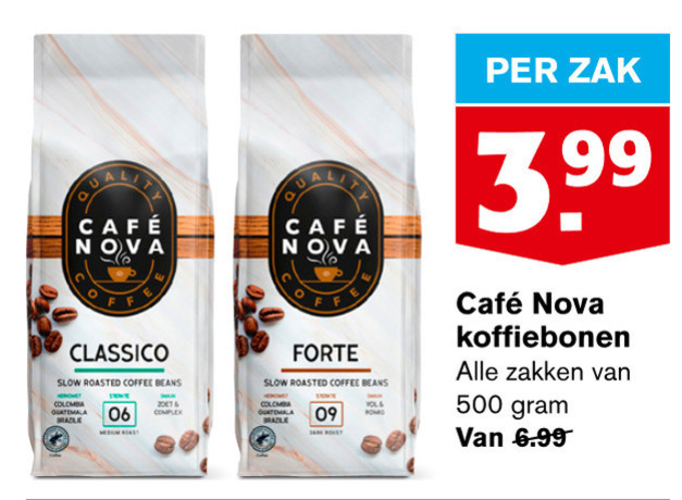 Cafe Nova   koffiebonen folder aanbieding bij  Hoogvliet - details