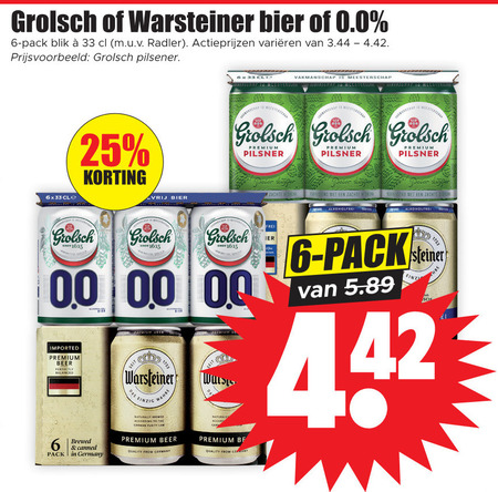 Warsteiner   blikje bier, alcoholvrij bier folder aanbieding bij  Dirk - details