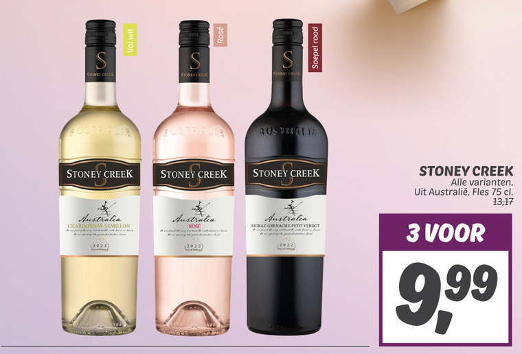 Stoney Creek   rode wijn, rose folder aanbieding bij  Dekamarkt - details