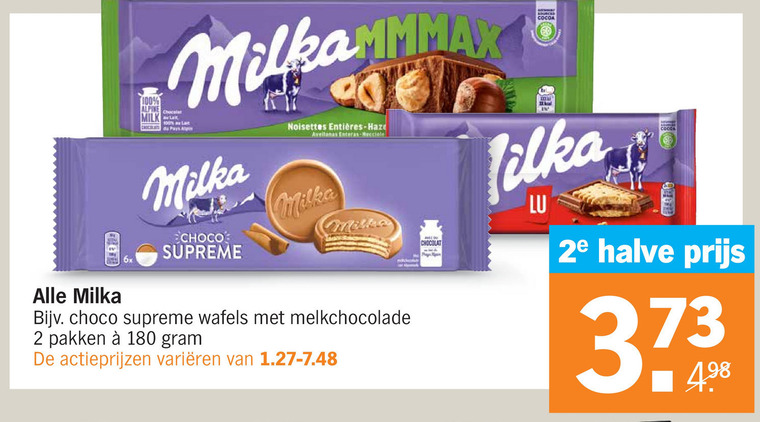 Milka   biscuits, chocolade folder aanbieding bij  Albert Heijn - details