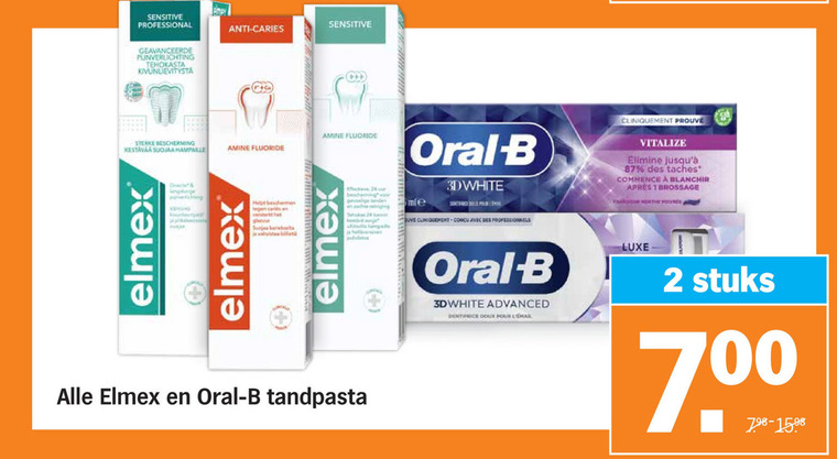 Oral-B   tandpasta folder aanbieding bij  Albert Heijn - details