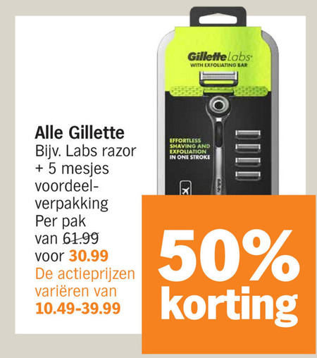 Gillette   scheermesjes folder aanbieding bij  Albert Heijn - details