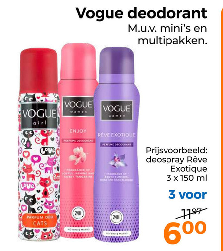 Vogue   deodorant folder aanbieding bij  Trekpleister - details