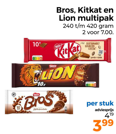 Bros   chocoladereep, chocolade folder aanbieding bij  Trekpleister - details