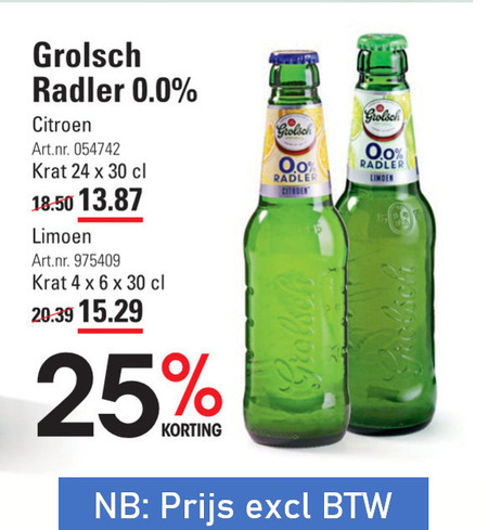 Grolsch   radler bier folder aanbieding bij  Sligro - details