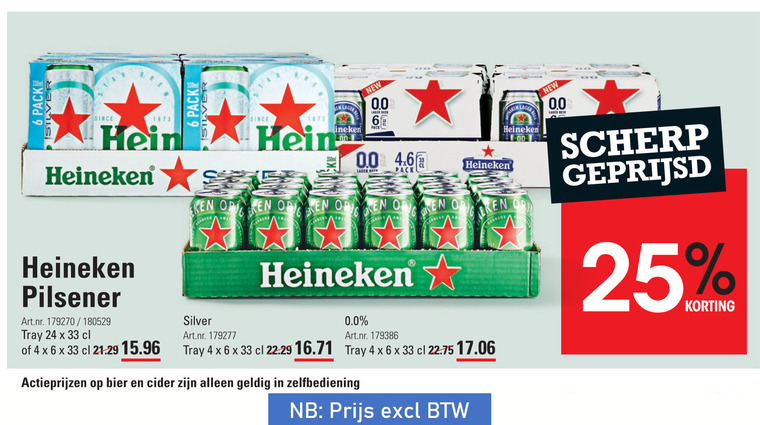 Heineken Silver   blikje bier folder aanbieding bij  Sligro - details