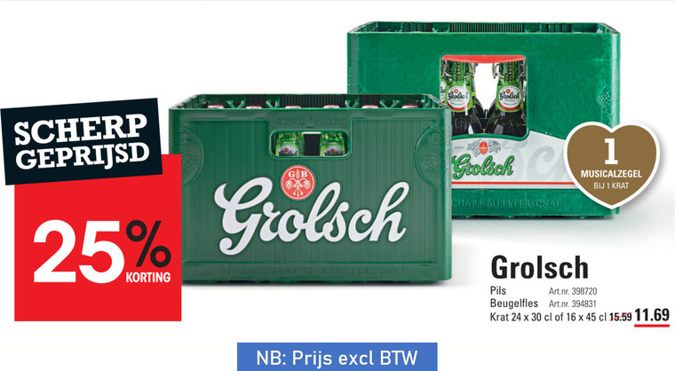 Grolsch   krat bier folder aanbieding bij  Sligro - details