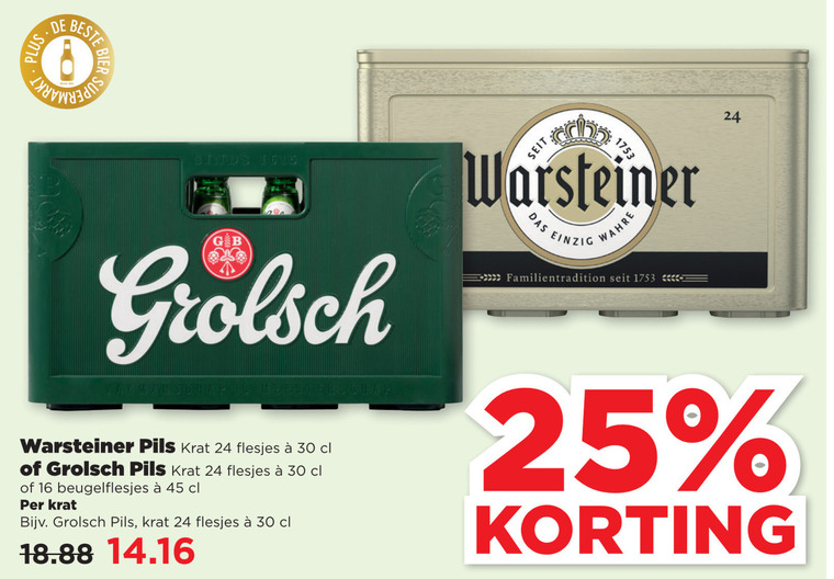 Warsteiner   krat bier folder aanbieding bij  Plus - details