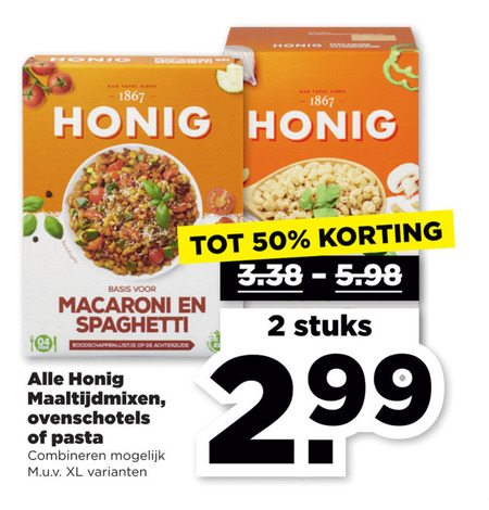 Honig   spaghetti, pasta folder aanbieding bij  Plus - details