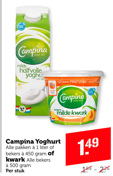 Campina   kwark, yoghurt folder aanbieding bij  Coop - details