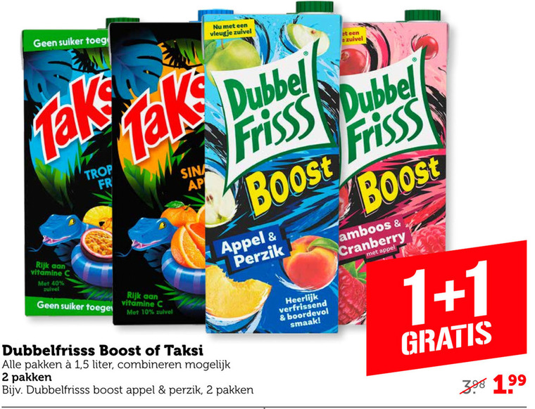 Dubbelfrisss   fruitdrank folder aanbieding bij  Coop - details