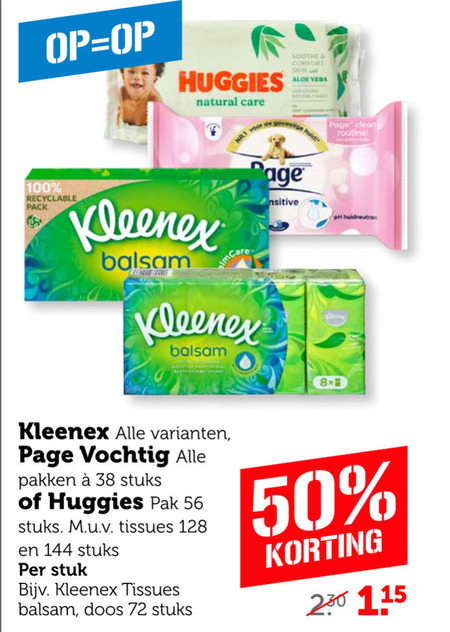 Kleenex   tissue, vochtig toiletpapier folder aanbieding bij  Coop - details