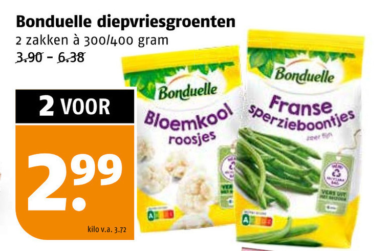 Bonduelle   diepvriesgroente folder aanbieding bij  Poiesz - details