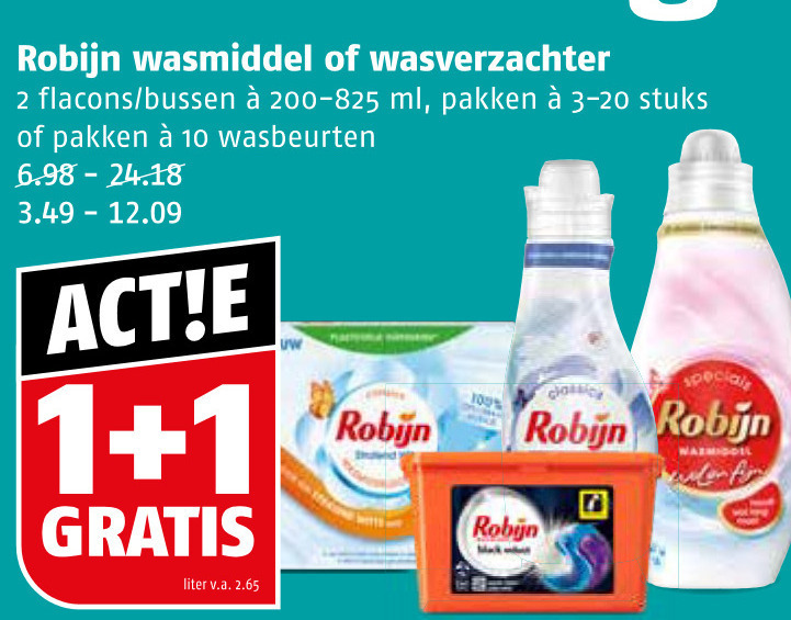 Robijn   wasverzachter, wasmiddel folder aanbieding bij  Poiesz - details