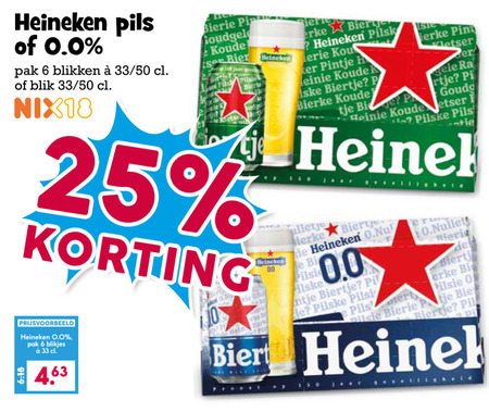 Heineken 0.0   blikje bier folder aanbieding bij  Boons Markt - details