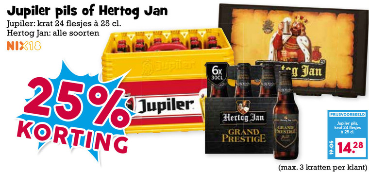 Jupiler   blikje bier, krat bier folder aanbieding bij  Boons Markt - details