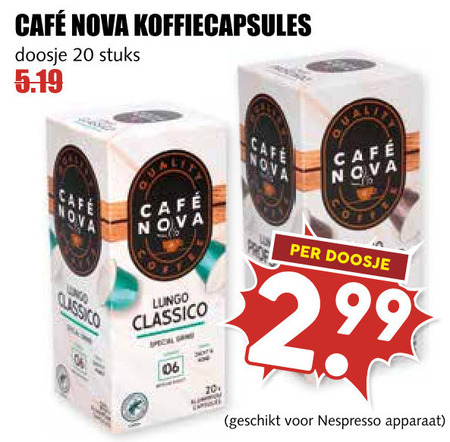 Cafe Nova   koffiecups folder aanbieding bij  MCD Supermarkt Basis - details