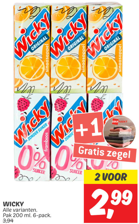 Wicky   fruitdrank folder aanbieding bij  Dekamarkt - details