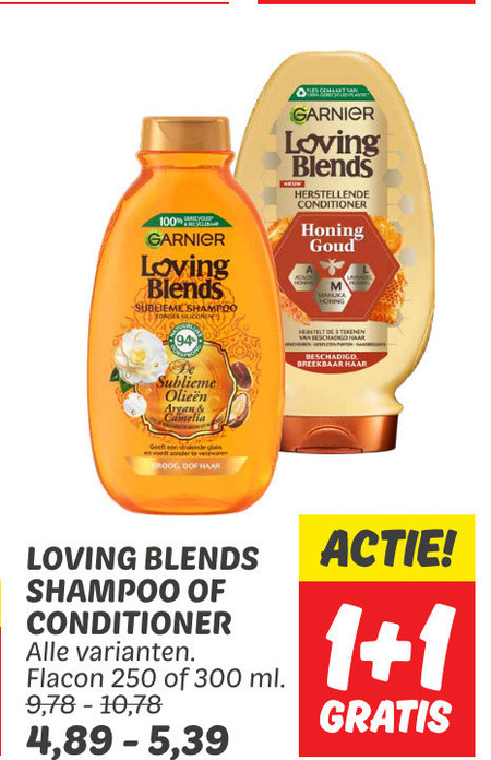 Garnier Loving Blends   shampoo, conditioner folder aanbieding bij  Dekamarkt - details