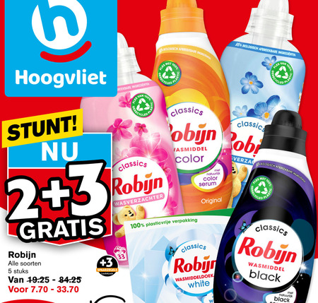 Robijn   wasmiddel, wasverzachter folder aanbieding bij  Hoogvliet - details