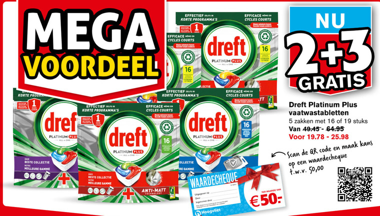 Dreft   vaatwasmiddel folder aanbieding bij  Hoogvliet - details