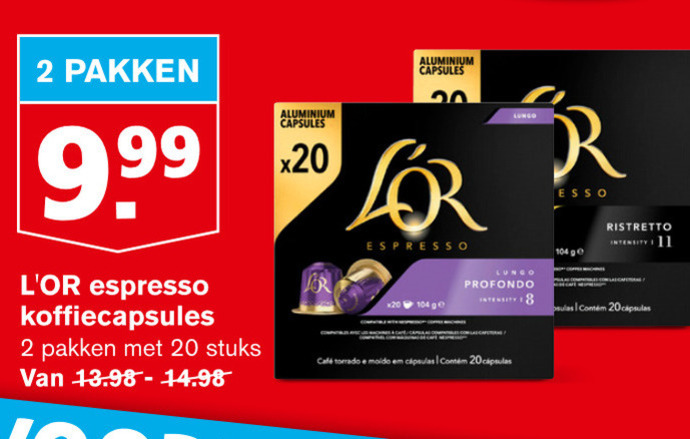 Douwe Egberts L Or   koffiecups folder aanbieding bij  Hoogvliet - details