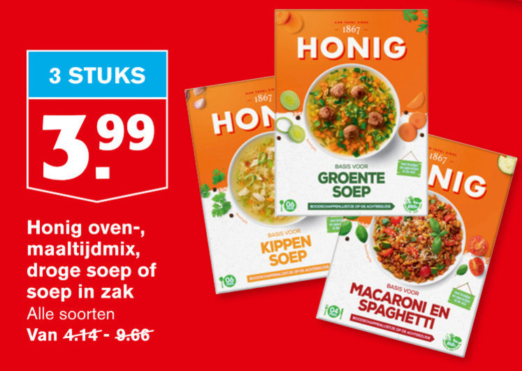 Honig   maaltijdmix, soep folder aanbieding bij  Hoogvliet - details