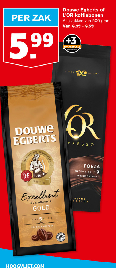 Douwe Egberts   koffiebonen folder aanbieding bij  Hoogvliet - details