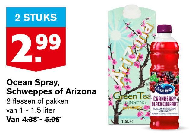 Ocean Spray   ice tea, fruitdrank folder aanbieding bij  Hoogvliet - details