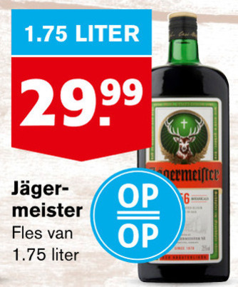 Jagermeister   kruidenbitter folder aanbieding bij  Hoogvliet - details