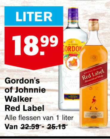 Johnnie Walker   gin, whisky folder aanbieding bij  Hoogvliet - details