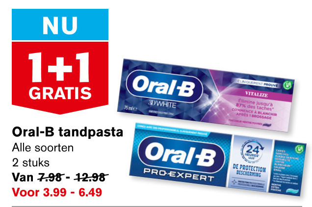 Oral-B   tandpasta folder aanbieding bij  Hoogvliet - details