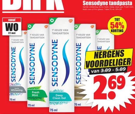 Sensodyne   tandpasta folder aanbieding bij  Dirk - details