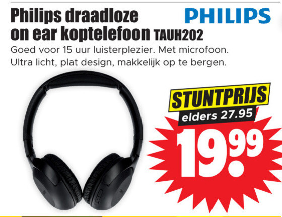 Philips   koptelefoon folder aanbieding bij  Dirk - details