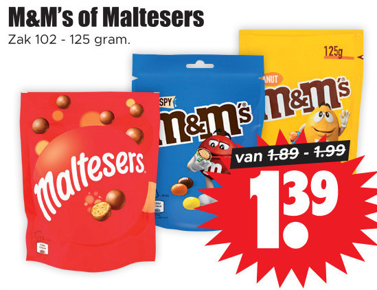 Maltesers   chocoladepindas, chocolade folder aanbieding bij  Dirk - details