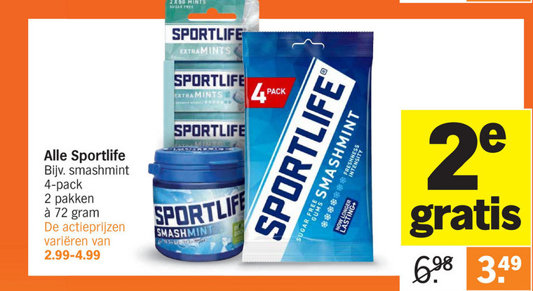 Sportlife   kauwgom folder aanbieding bij  Albert Heijn - details