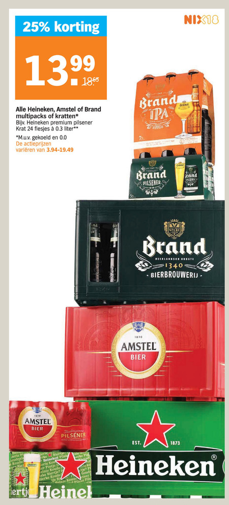 Heineken   blikje bier, krat bier folder aanbieding bij  Albert Heijn - details