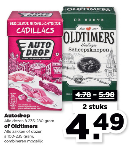 Oldtimers   snoep, drop folder aanbieding bij  Plus - details