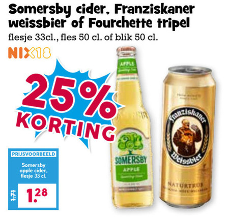 Franziskaner   witbier, appelcider folder aanbieding bij  Boons Markt - details