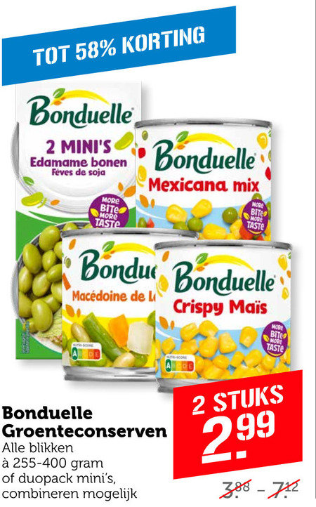 Bonduelle   groenteconserven folder aanbieding bij  Coop - details