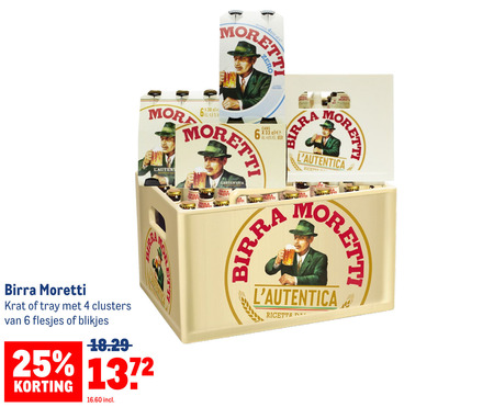 Birra Moretti   blikje bier, krat bier folder aanbieding bij  Makro - details