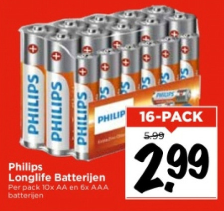 Philips   batterij folder aanbieding bij  Vomar - details